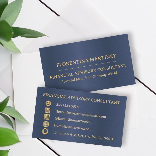 Minimalist Gold and Blue modern professional Business Card (Creator Uploaded)