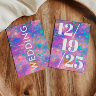 Minimalist Gold and Opal Bold Pink Chic Wedding