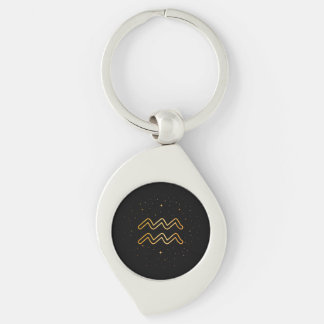 Minimalist Gold Aquarius Zodiac Keychain Gift
