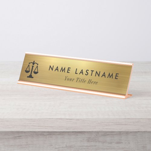 Minimalist Gold Attorney Desk Name Plate