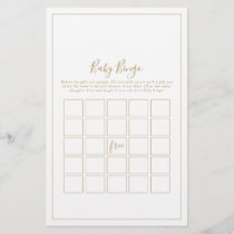 Minimalist Gold Baby Bingo Game Flyer