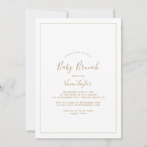 Minimalist Gold Baby Brunch Invitation