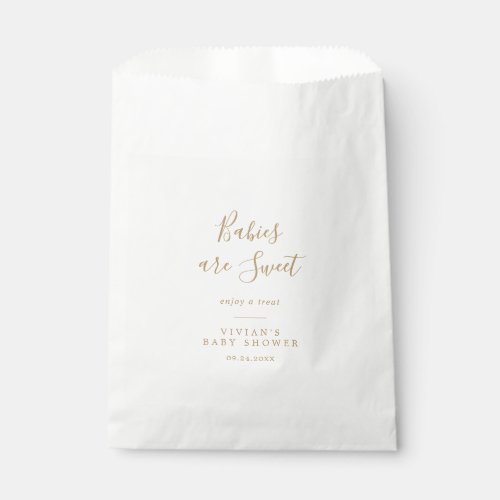 Minimalist Gold Baby Shower Babies are Sweet Favor Bag