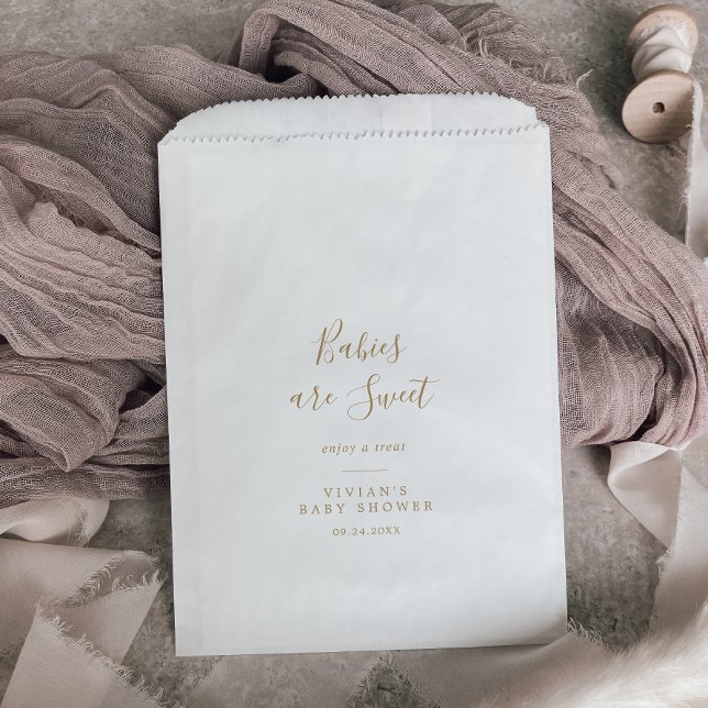 Minimalist Gold Baby Shower Babies are Sweet Favor Bag (Creator Uploaded)