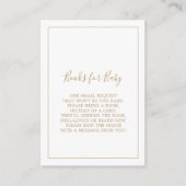Minimalist Gold Baby Shower Books for Baby Enclosure Card (Front)