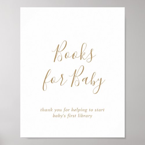 Minimalist Gold Baby Shower Books for Baby Sign