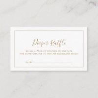 Minimalist Gold Baby Shower Diaper Raffle Enclosure Card