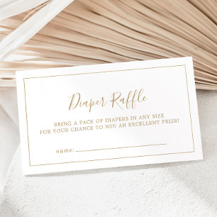 Minimalist Gold Baby Shower Diaper Raffle Enclosure Card