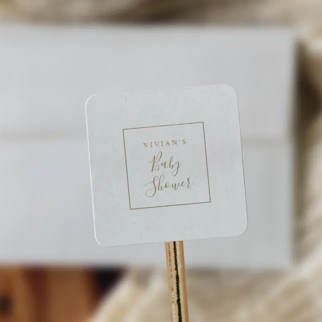 Minimalist Gold Baby Shower Envelope Seals | Zazzle