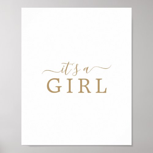 Minimalist Gold Baby Shower Its a Girl Sign