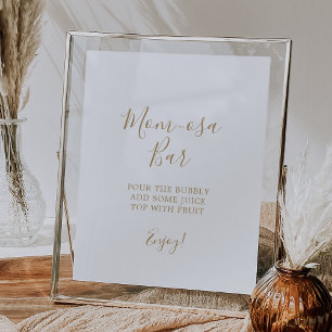Minimalist Gold Baby Shower Mom-osa Bar Sign