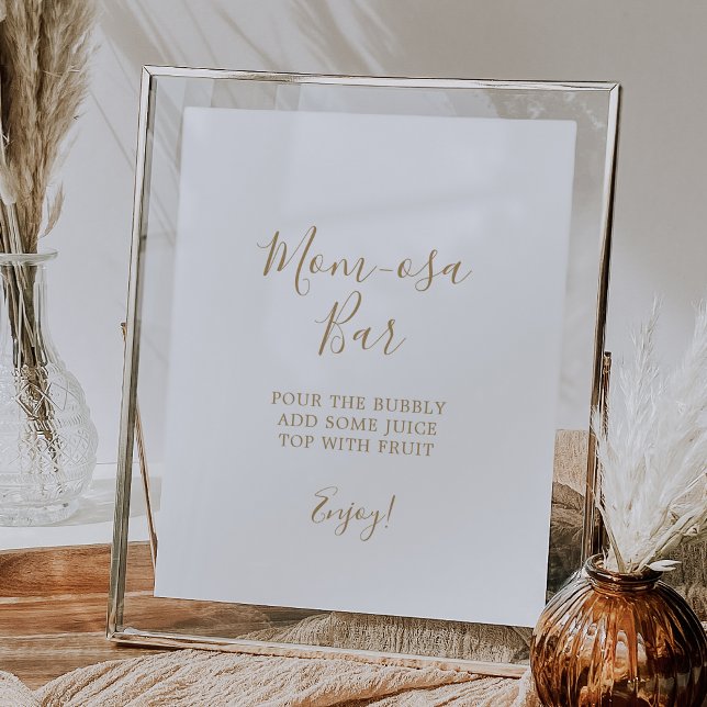 Minimalist Gold Baby Shower Mom-osa Bar Sign (Creator Uploaded)