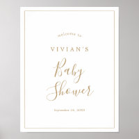 Minimalist Gold Baby Shower Welcome Poster