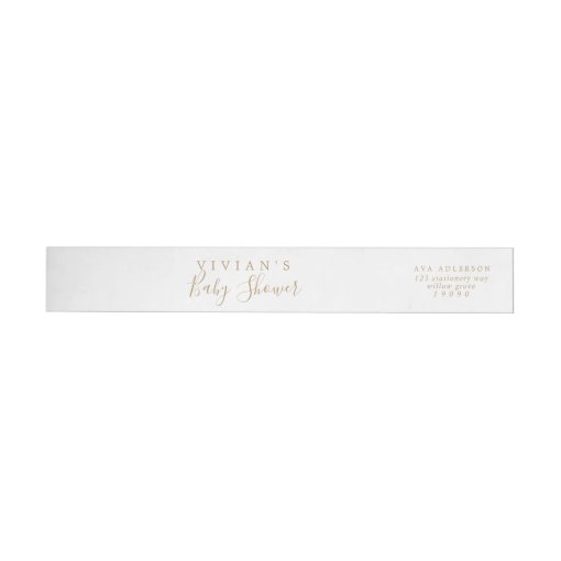 Minimalist Gold Baby Shower Wrap Around Label | Zazzle