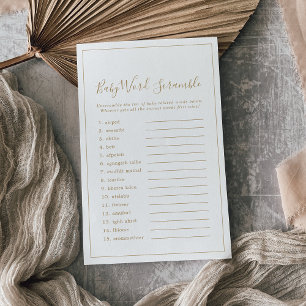 Minimalist Gold Baby Word Scramble Game
