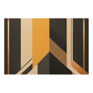 Minimalist Gold Black Beige Aesthetic Design Wood Wall Art
