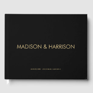 Minimalist gold black custom simple Wedding Guest Book