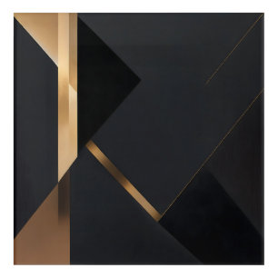 Minimalist Gold Black Geometric Luxur Acrylic Print