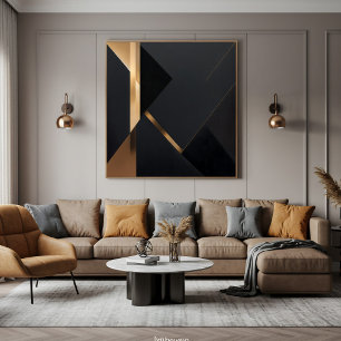 Minimalist Gold Black Geometric Luxur Canvas Print