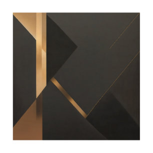 Minimalist Gold Black Geometric Luxur Wood Wall Art