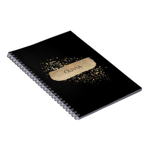 Minimalist Gold Black Modern Gold Splatters Notebook | Zazzle