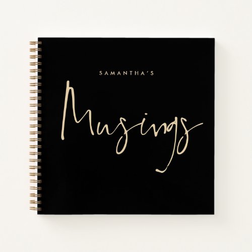 Minimalist Gold Black Musings Name Notebook