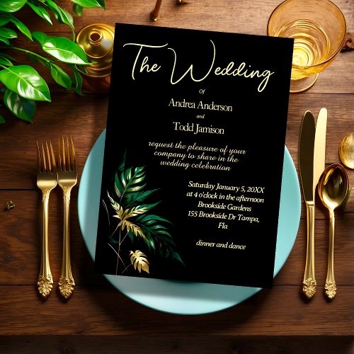 Minimalist gold black wedding invitation