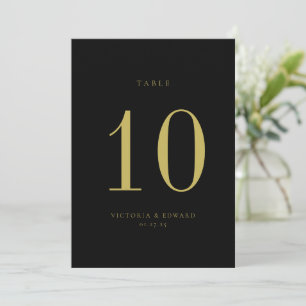 Minimalist Gold Black Wedding Table Number Card