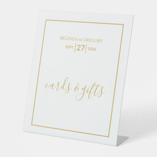 Minimalist Gold Black White Wedding Cards  Gifts Pedestal Sign