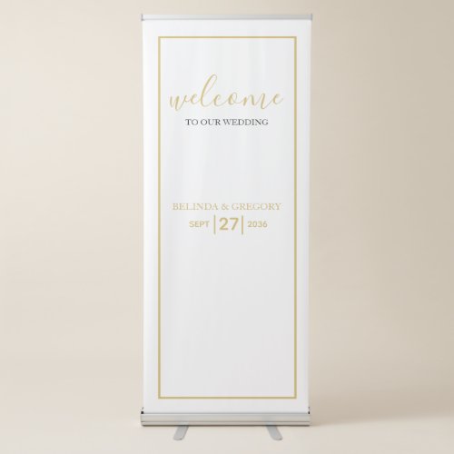 Minimalist Gold Black White Wedding Welcome Sign