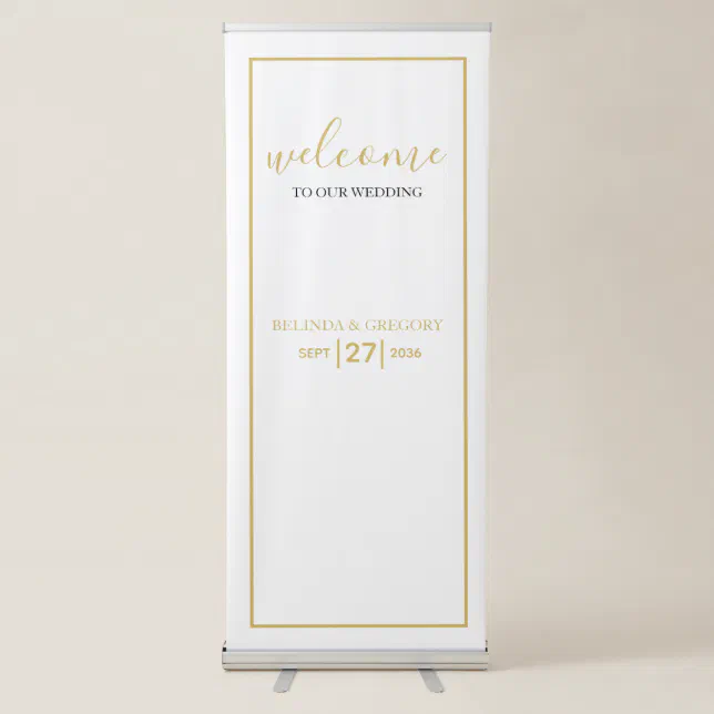 Minimalist Gold Black White Wedding Welcome Sign | Zazzle