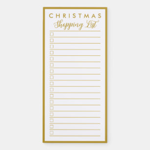 Minimalist Gold Border Christmas Shopping List Magnetic Notepad