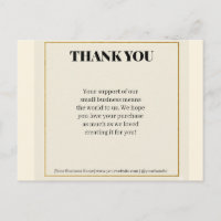 Minimalist Gold Border Luxury Business Thank You P