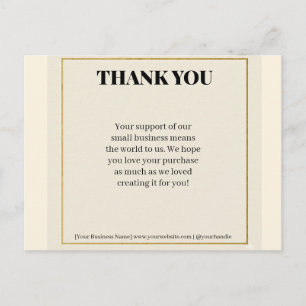 Minimalist Gold Border Luxury Business Thank You P Holiday Postcard