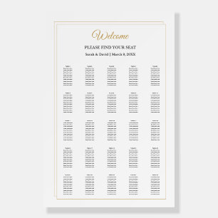 Minimalist Gold Border Wedding Seating Chart Sign