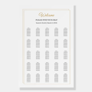 Minimalist Gold Border Wedding Seating Chart Sign