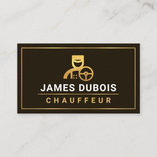 Minimalist Gold Borders Limo Chauffeur Business Card