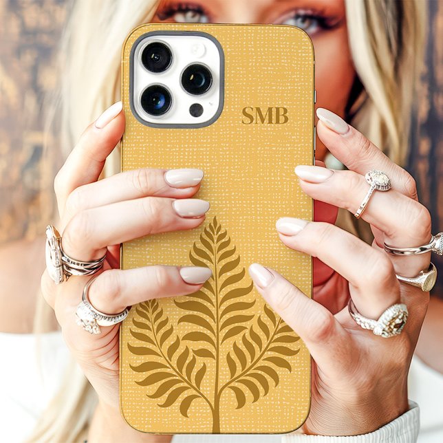 Minimalist Gold Botanical Monogram Case-Mate iPhone Case (Creator Uploaded)
