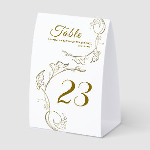Minimalist Gold Botanical Wedding Table Card Paper Table Tent