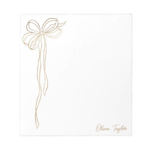 Minimalist Gold Bow Coquette Trendy Personalized Notepad