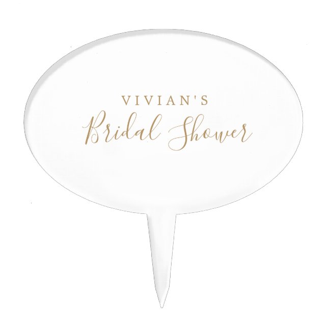 Minimalist Gold Bridal Shower Cake Topper (Front)