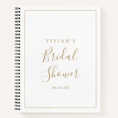 Minimalist Gold Bridal Shower Gift List Notebook