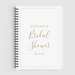 Minimalist Gold Bridal Shower Gift List Notebook