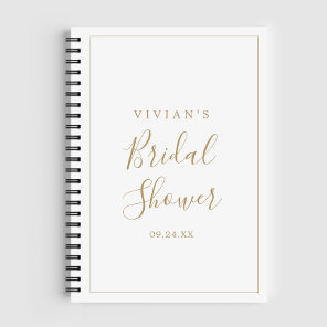 Minimalist Gold Bridal Shower Gift List Notebook
