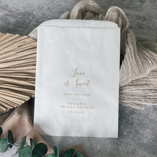 Minimalist Gold Bridal Shower Love Is Sweet Favor Bag (Creator Uploaded)