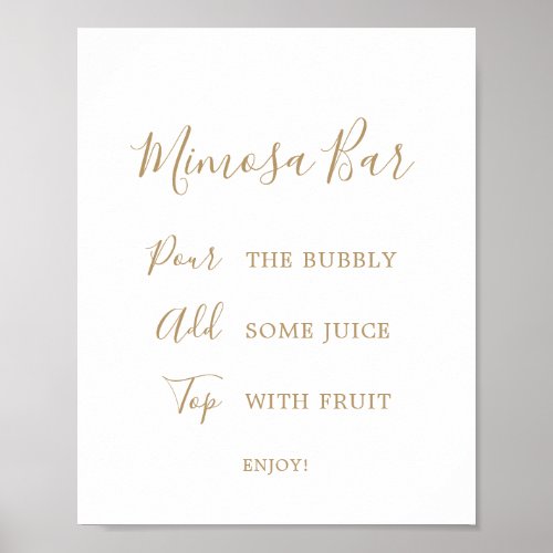 Minimalist Gold Bridal Shower Mimosa Bar Sign