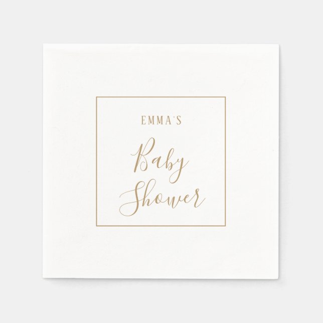 Minimalist Gold Bridal Shower Napkins (Front)