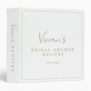 Minimalist Gold Bridal Shower Recipe Organizer 3 Ring Binder