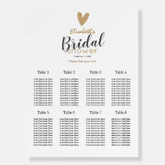 Minimalist Gold Bridal Shower Seating Chart Foam B Board