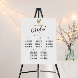 Minimalist Gold Bridal Shower Seating Chart Foam B Board